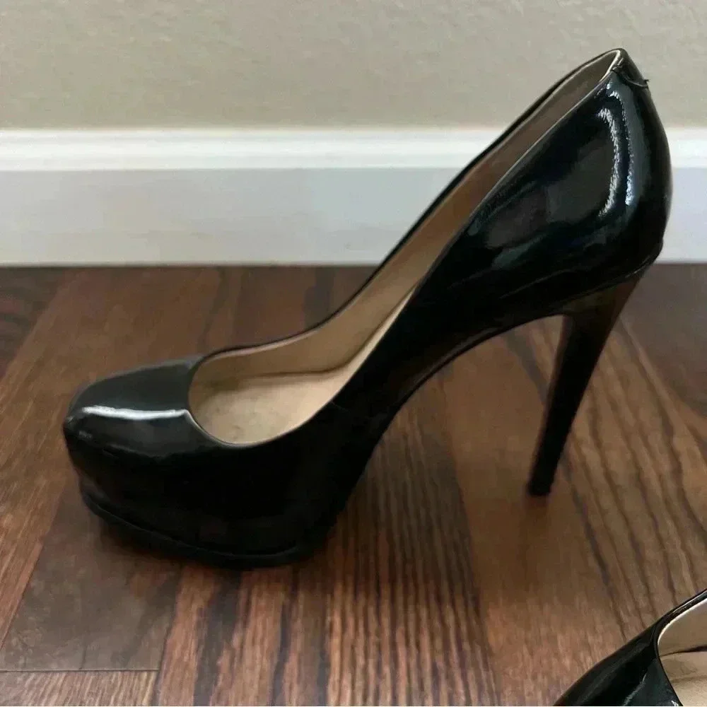 Pour La Victoire Black Irina Patent Leather Platform Pumps Heels Wm Size 7 $250